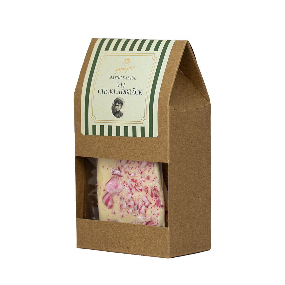 VIT CHOKLADBRÄCK MED POLKA