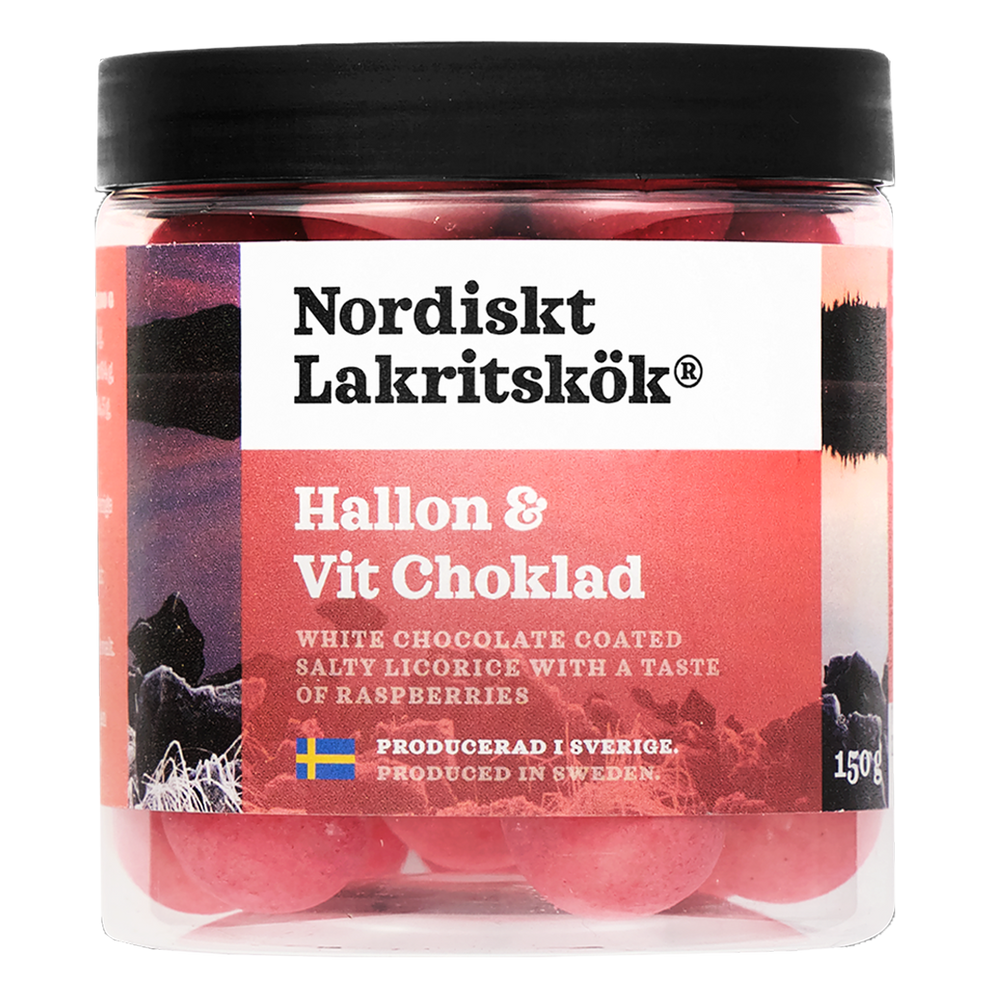 NORDISKT LAKRITSKÖK – HALLON & VIT CHOKLAD